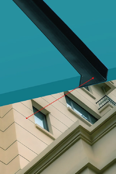 Building exterior wall segmented with decorative PVC divider strips